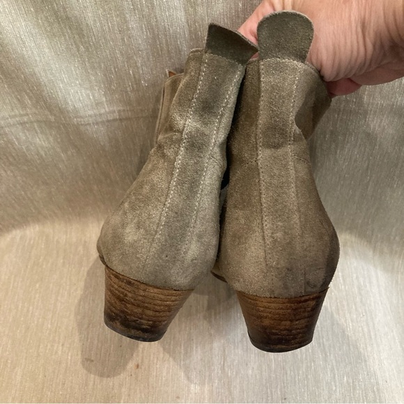 ISABEL MARANT Sz 39 Suede Zipper Riunded Toe Cap Stacked Heel Ankle  Booties - Picture 6 of 9